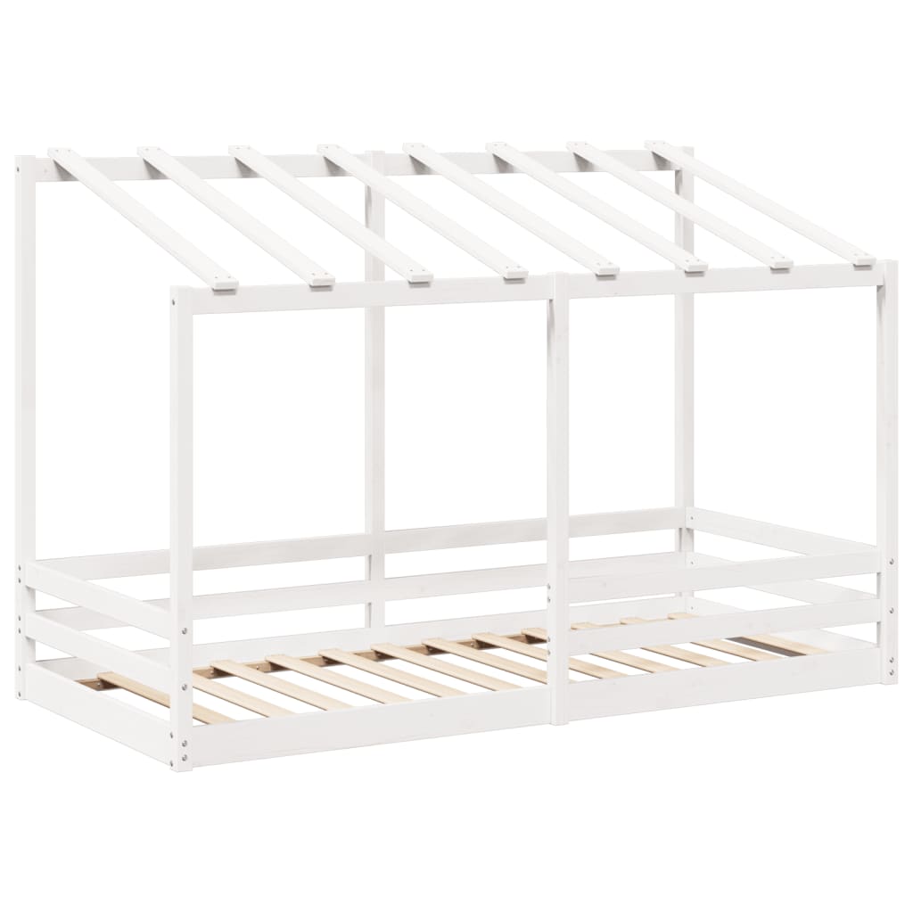 Kinderbed met bedhuis 90x200 cm massief grenenhout wit