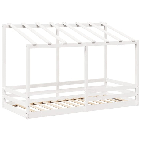 Kinderbed met bedhuis 90x200 cm massief grenenhout wit