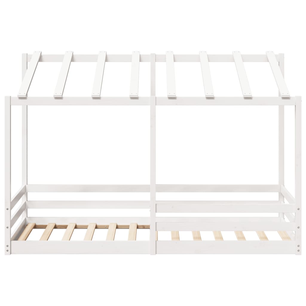 Kinderbed met bedhuis 90x200 cm massief grenenhout wit