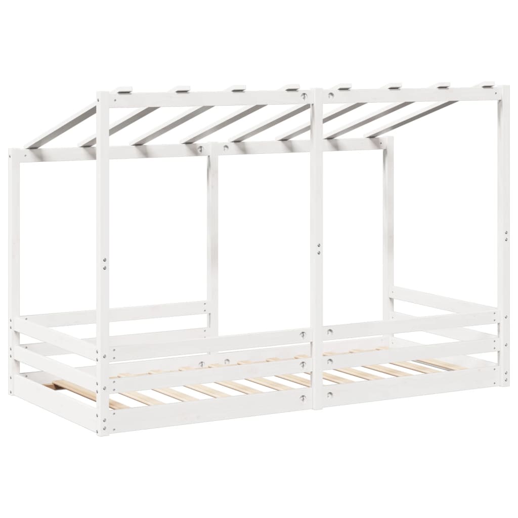 Kinderbed met bedhuis 90x200 cm massief grenenhout wit