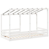 Kinderbed met bedhuis 90x200 cm massief grenenhout wit