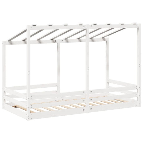 Kinderbed met bedhuis 90x200 cm massief grenenhout wit