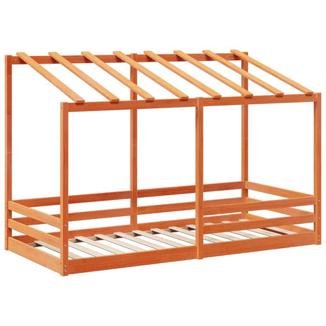 Kinderbed met bedhuis 80x200 cm massief grenenhout wasbruin