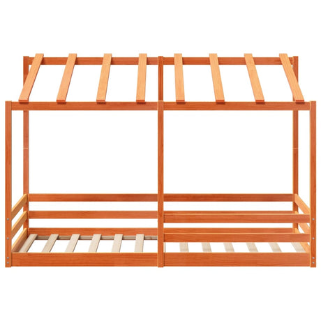 Kinderbed met bedhuis 80x200 cm massief grenenhout wasbruin
