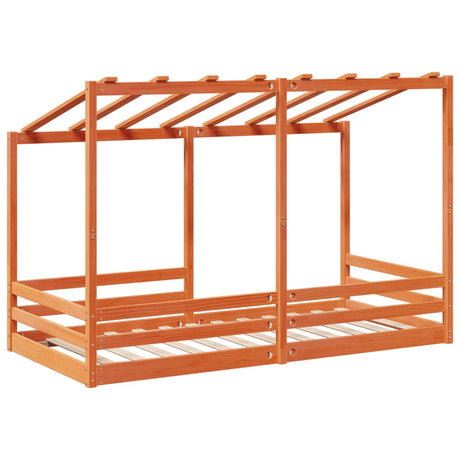 Kinderbed met bedhuis 80x200 cm massief grenenhout wasbruin