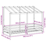 Kinderbed met bedhuis 90x190 cm massief grenenhout wit