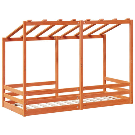 Kinderbed met bedhuis 90x190 cm massief grenenhout wasbruin