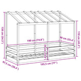 Kinderbed met bedhuis 90x190 cm massief grenenhout wasbruin