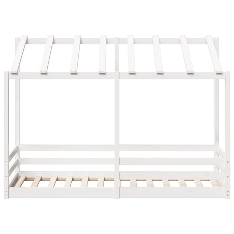 Kinderbed met bedhuis 75x190 cm massief grenenhout wit