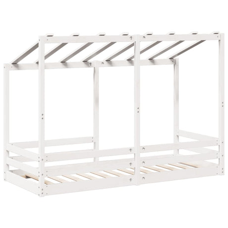 Kinderbed met bedhuis 75x190 cm massief grenenhout wit