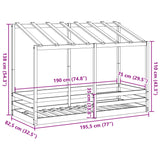 Kinderbed met bedhuis 75x190 cm massief grenenhout wit