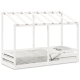 Kinderbed met bedhuis 75x190 cm massief grenenhout wit
