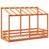 Kinderbed met bedhuis 75x190 cm massief grenenhout wasbruin