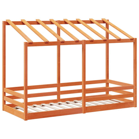 Kinderbed met bedhuis 75x190 cm massief grenenhout wasbruin