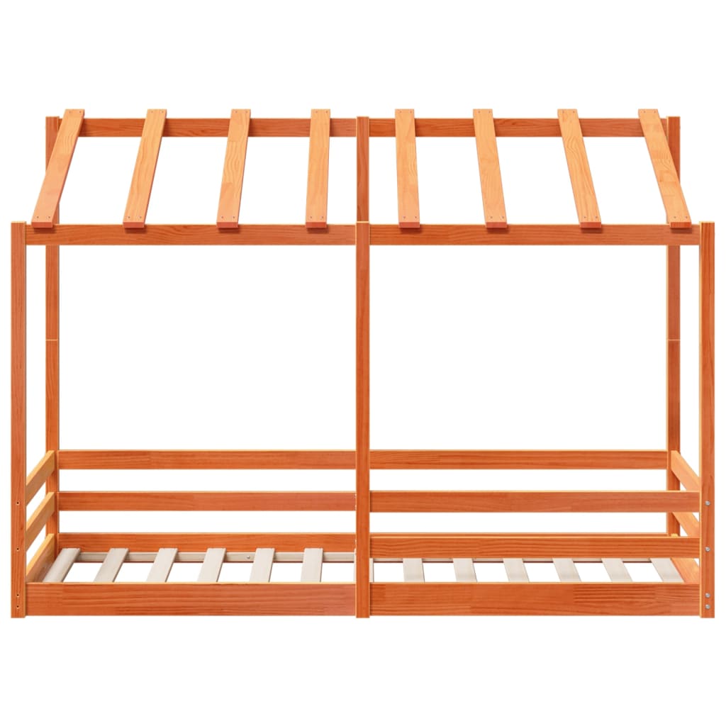 Kinderbed met bedhuis 75x190 cm massief grenenhout wasbruin
