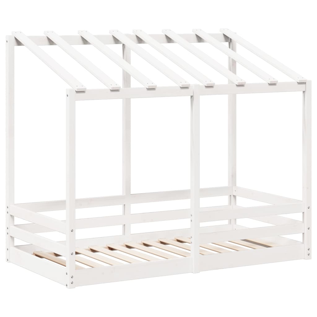 Kinderbed met bedhuis 80x160 cm massief grenenhout wit