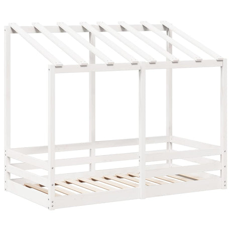 Kinderbed met bedhuis 80x160 cm massief grenenhout wit