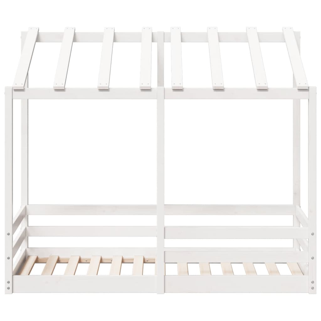 Kinderbed met bedhuis 80x160 cm massief grenenhout wit