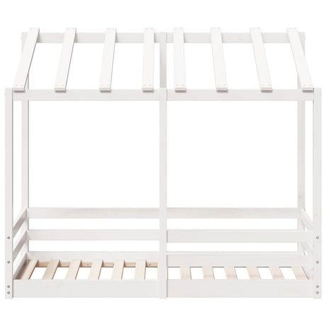 Kinderbed met bedhuis 80x160 cm massief grenenhout wit
