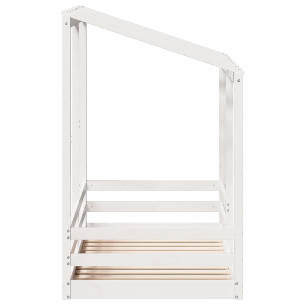 Kinderbed met bedhuis 80x160 cm massief grenenhout wit