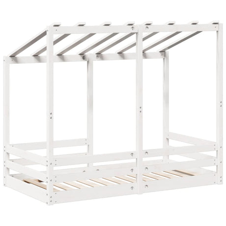 Kinderbed met bedhuis 80x160 cm massief grenenhout wit
