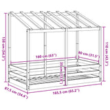Kinderbed met bedhuis 80x160 cm massief grenenhout wit
