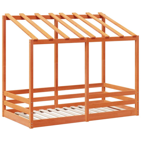 Kinderbed met bedhuis 80x160 cm massief grenenhout wasbruin