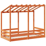 Kinderbed met bedhuis 80x160 cm massief grenenhout wasbruin