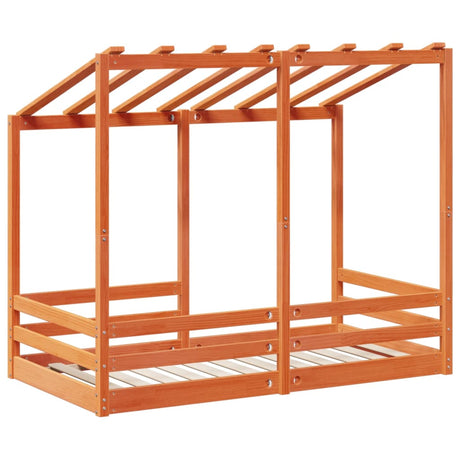Kinderbed met bedhuis 80x160 cm massief grenenhout wasbruin