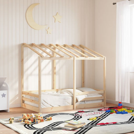 Kinderbed met bedhuis 70x140 cm massief grenenhout