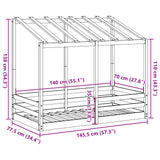 Kinderbed met bedhuis 70x140 cm massief grenenhout