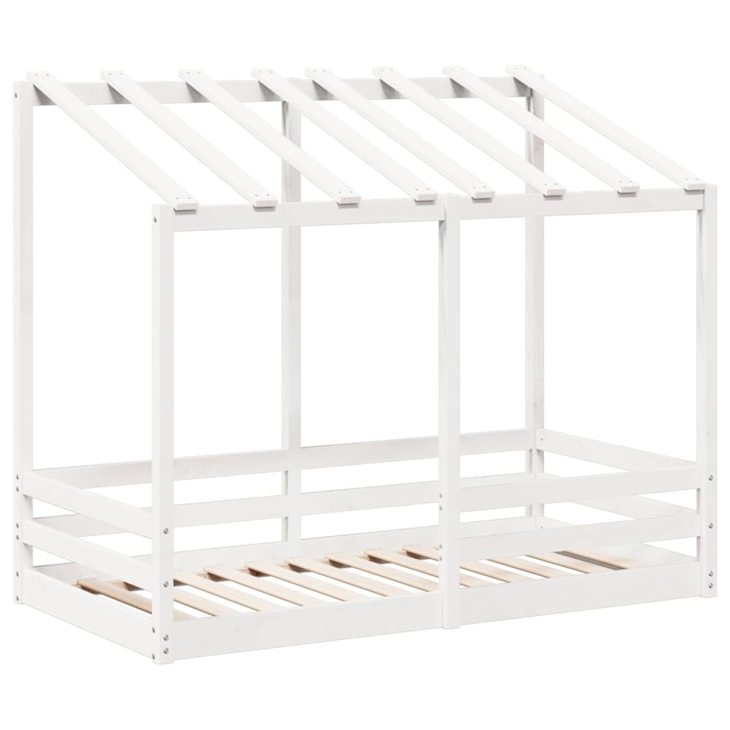 Kinderbed met bedhuis 70x140 cm massief grenenhout wit