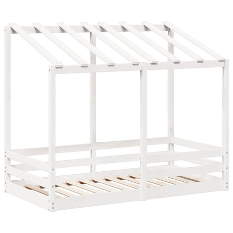 Kinderbed met bedhuis 70x140 cm massief grenenhout wit