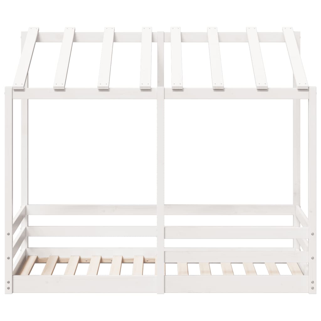 Kinderbed met bedhuis 70x140 cm massief grenenhout wit