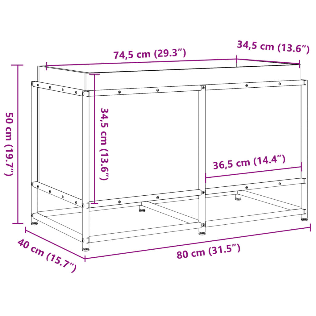 Plantenbak 80x40x50 cm massief grenenhout