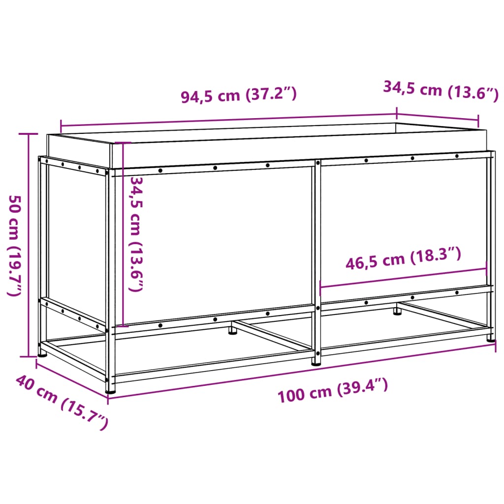 Plantenbak 100x40x50 cm massief grenenhout