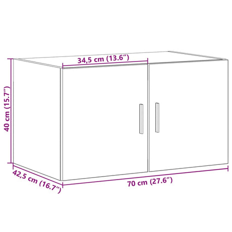 Wandkast 70x42,5x40 cm bewerkt hout zwart - AllerleiShop