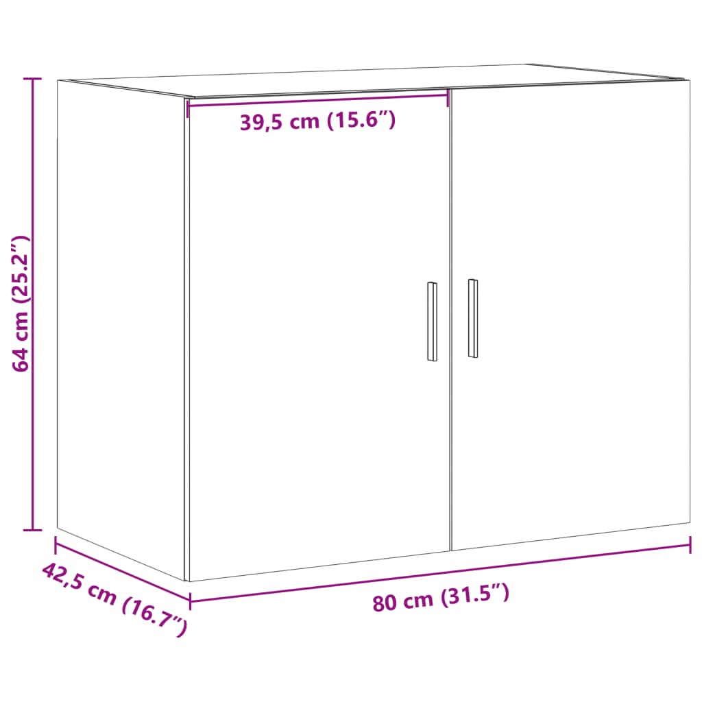 Wandkast 80x42,5x64 cm bewerkt hout grijs sonoma eikenkleurig - AllerleiShop