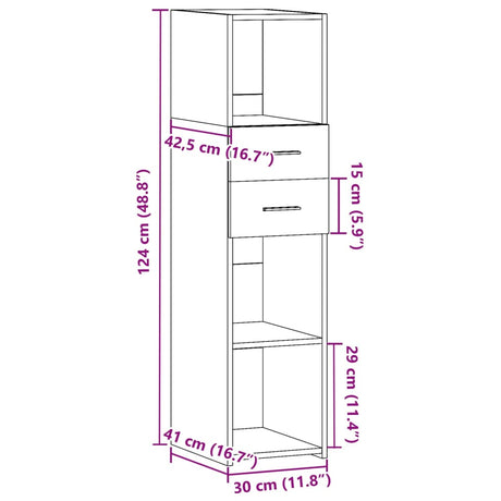 Hoge kast 30x42,5x124 cm bewerkt hout wit - AllerleiShop