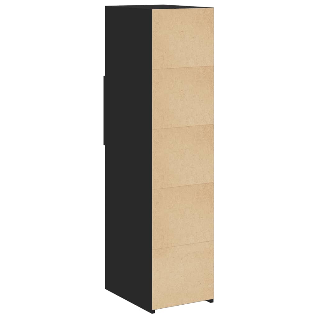 Hoge kast 30x42,5x124 cm bewerkt hout zwart - AllerleiShop