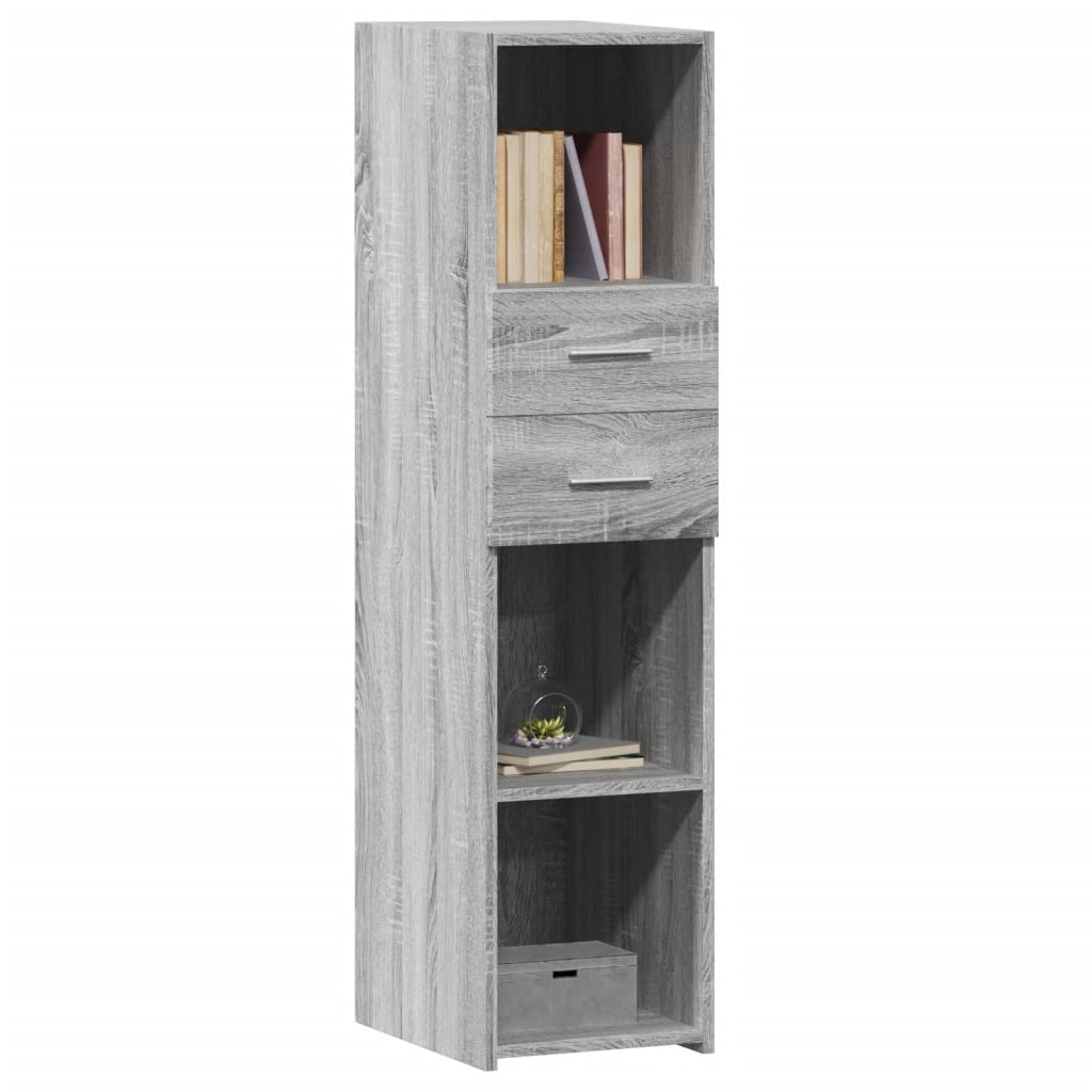 Hoge kast 30x42,5x124 cm bewerkt hout grijs sonoma eikenkleur - AllerleiShop