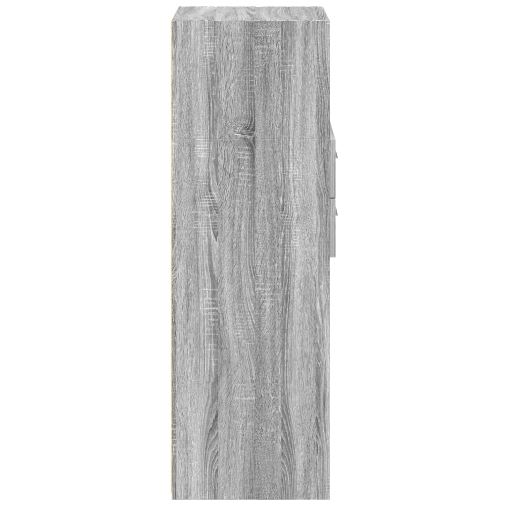 Hoge kast 30x42,5x124 cm bewerkt hout grijs sonoma eikenkleur - AllerleiShop