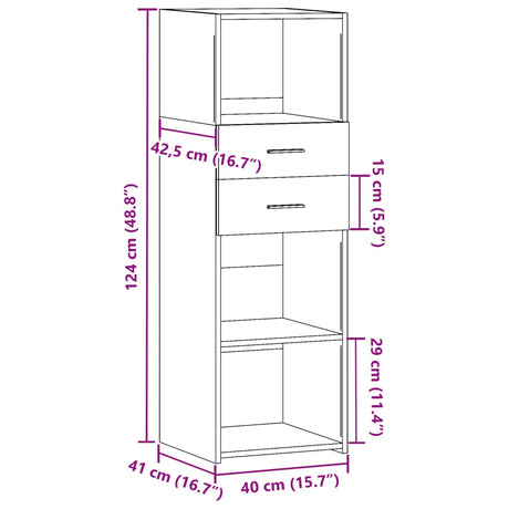 Hoge kast 40x42,5x124 cm bewerkt hout wit - AllerleiShop