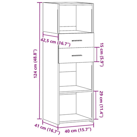 Hoge kast 40x42,5x124 cm bewerkt hout bruin eikenkleurig - AllerleiShop