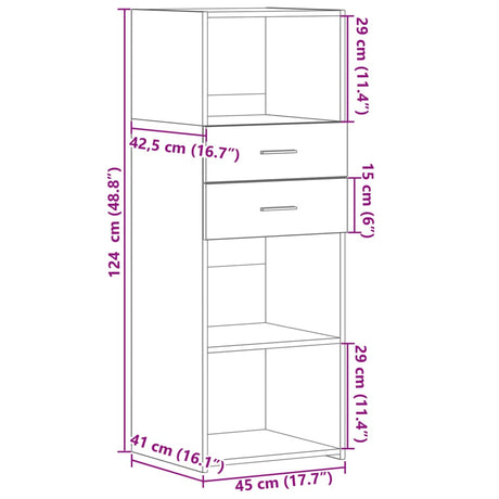 Hoge kast 45x42,5x124 cm bewerkt hout wit - AllerleiShop