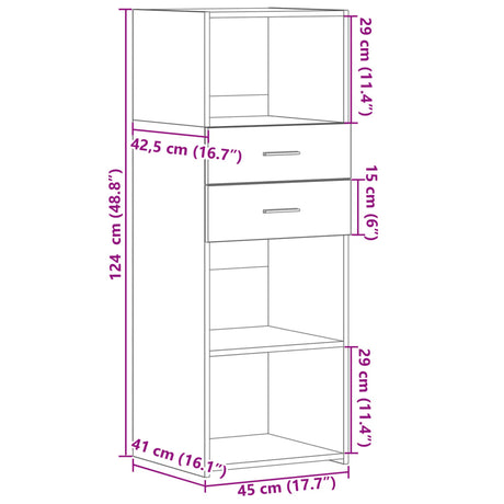 Hoge kast 45x42,5x124 cm bewerkt hout betongrijs - AllerleiShop