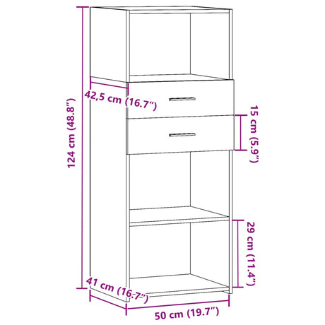 Hoge kast 50x42,5x124 cm bewerkt hout sonoma eikenkleurig - AllerleiShop