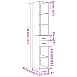 Hoge kast 30x42,5x185 cm bewerkt hout wit - AllerleiShop