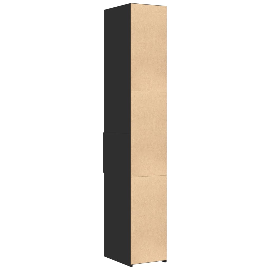 Hoge kast 30x42,5x185 cm bewerkt hout zwart - AllerleiShop