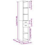 Hoge kast 30x42,5x185 cm bewerkt hout zwart - AllerleiShop